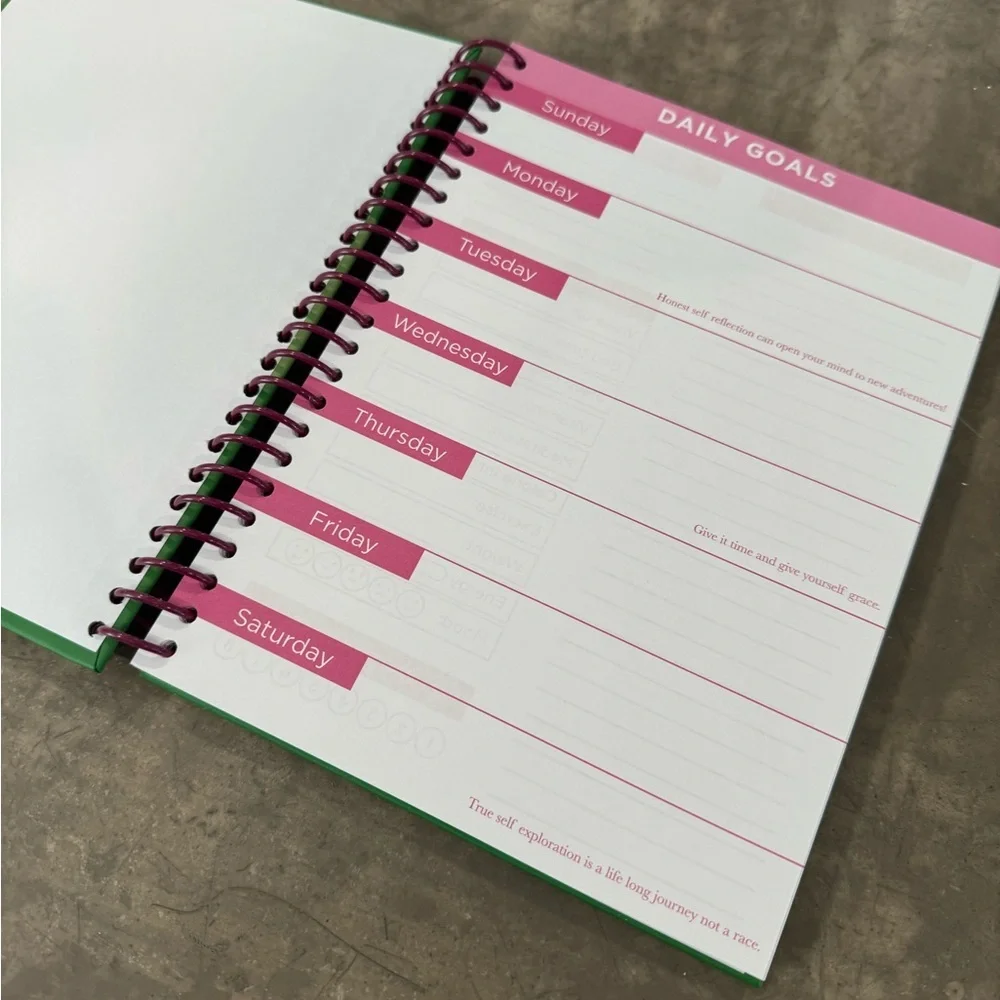 Cute and happy journal/goal book! See pic for all the details 💚🩷spiral bound!